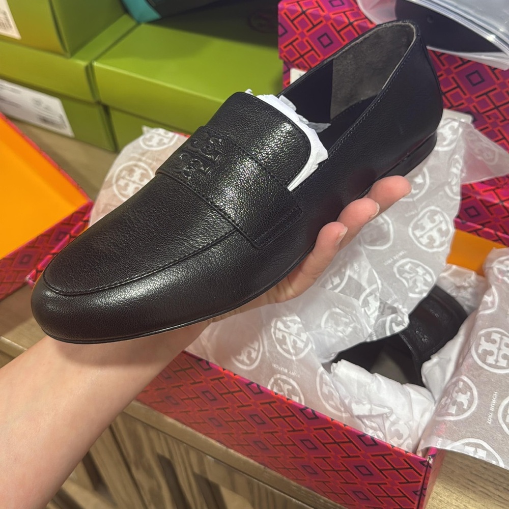 Tory Burch Men’s Black Pebbled Leather Slip-On Loafers